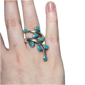 Vintage Dominique Dinouart DDD Mexico Sterling Silver Turquoise Wrap Ring SZ 8